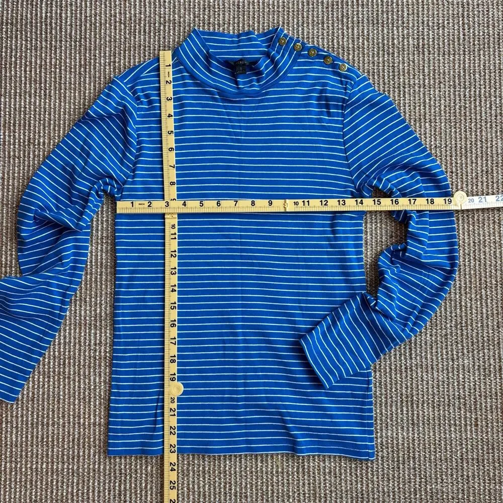 ⚓ J.Crew Mock Neck Stripe Top | Size S+ | Cobalt Blue